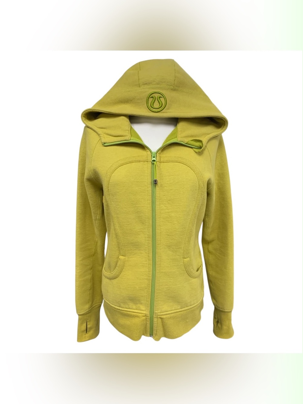 lululemon athletica Lime Green Hooded Zip Jacket Size M